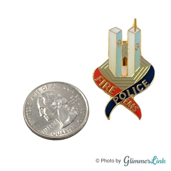 911 Remembrance Fire Police EMS Twin Towers Flight 93 Pentagon Enamel Pin - Picture 2 of 7